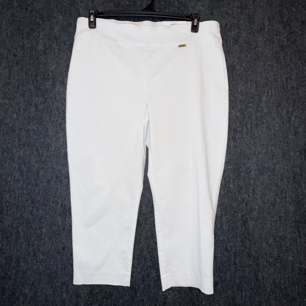 INC International Concepts Skinny Capri Womens 16 White Tummy Control‎ Mid Rise